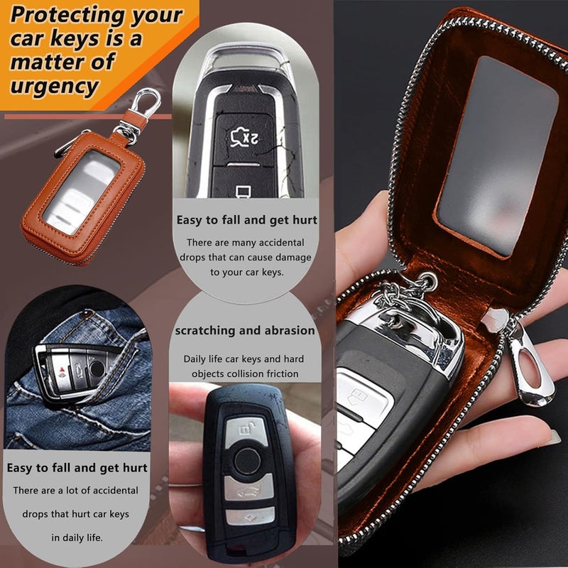 vvag Premium Car Key Fob Case Genuine Leather Car Smart Key fob Holder Car Remote Keychain Bag Universal - Image 4